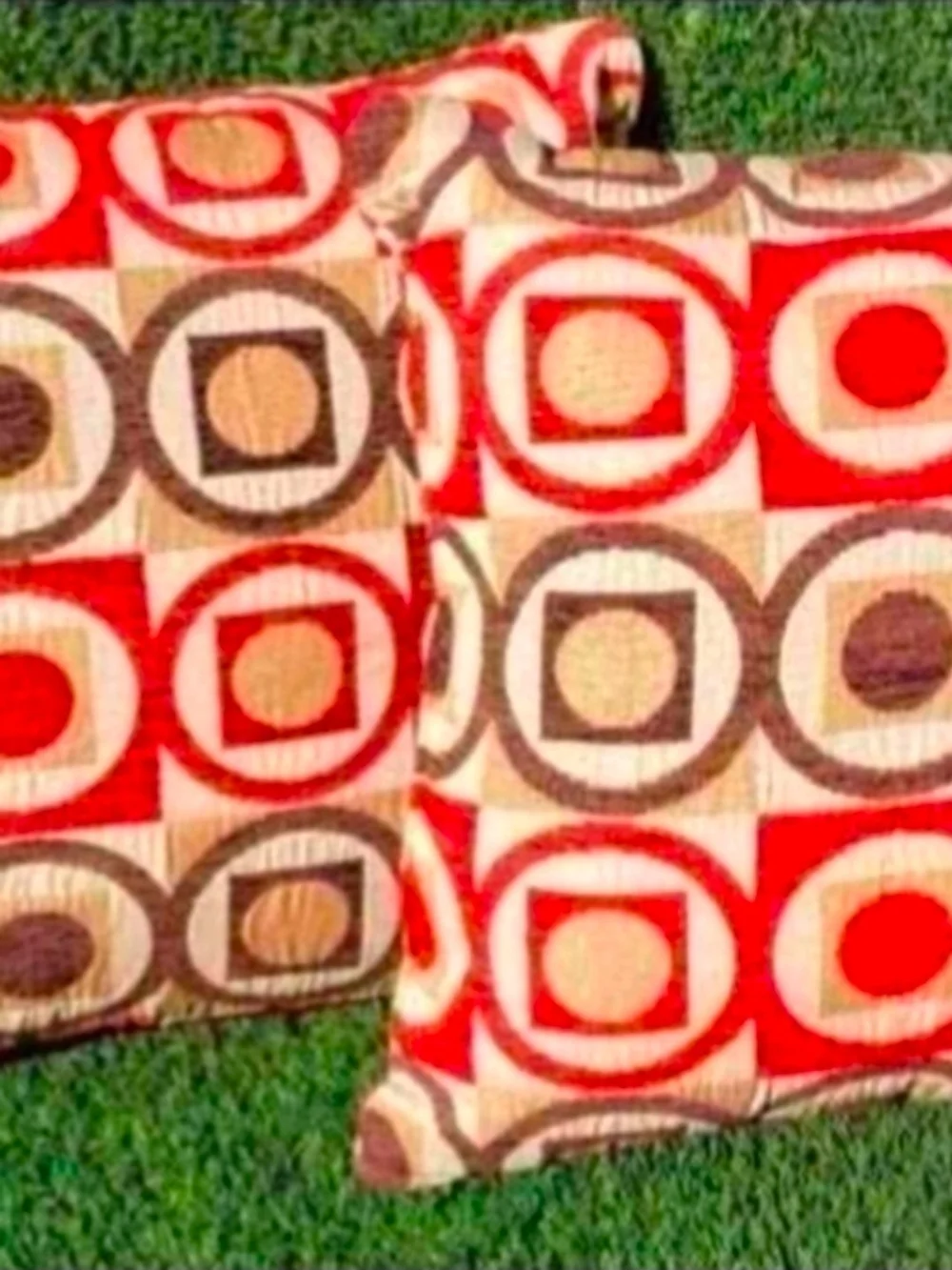 Geometric Red and Brown Decorative Throw Pillow Set